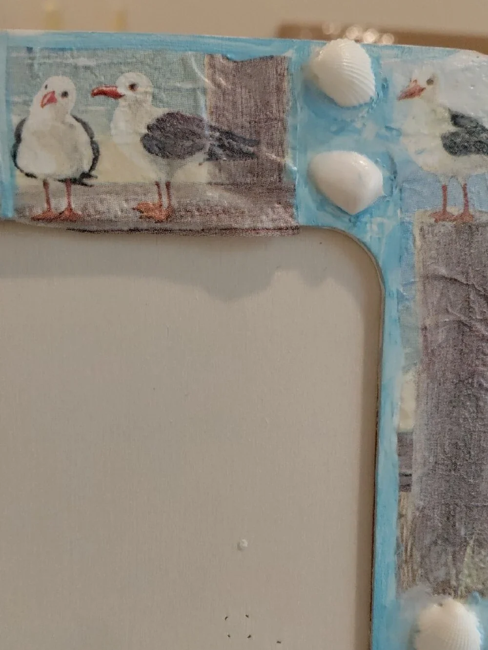 Coastal Seagull Decorative Photo Frame - Light Blue 5x7 Decoupaged.